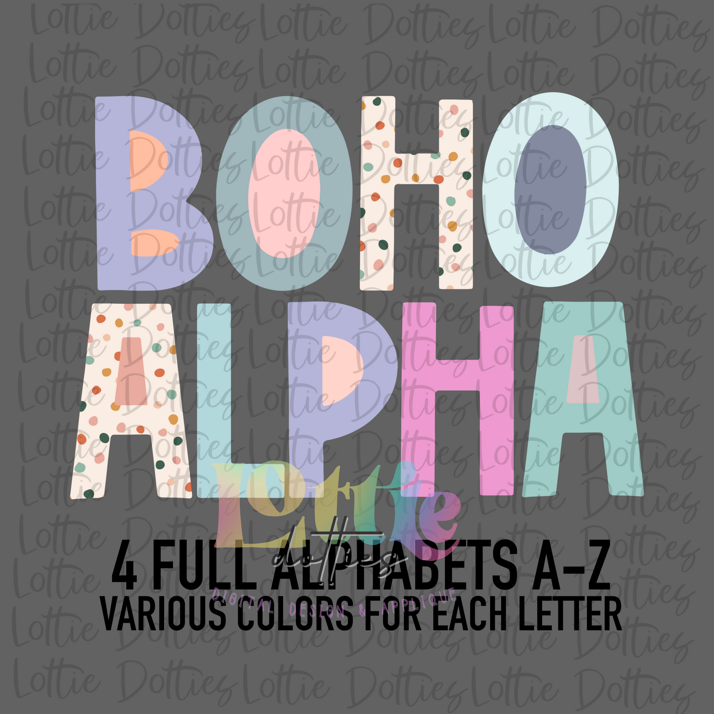 Boho Filled Colors Alpha - Alpha Pack - Alphabet Clipart - Instant Download - Alpha Pack