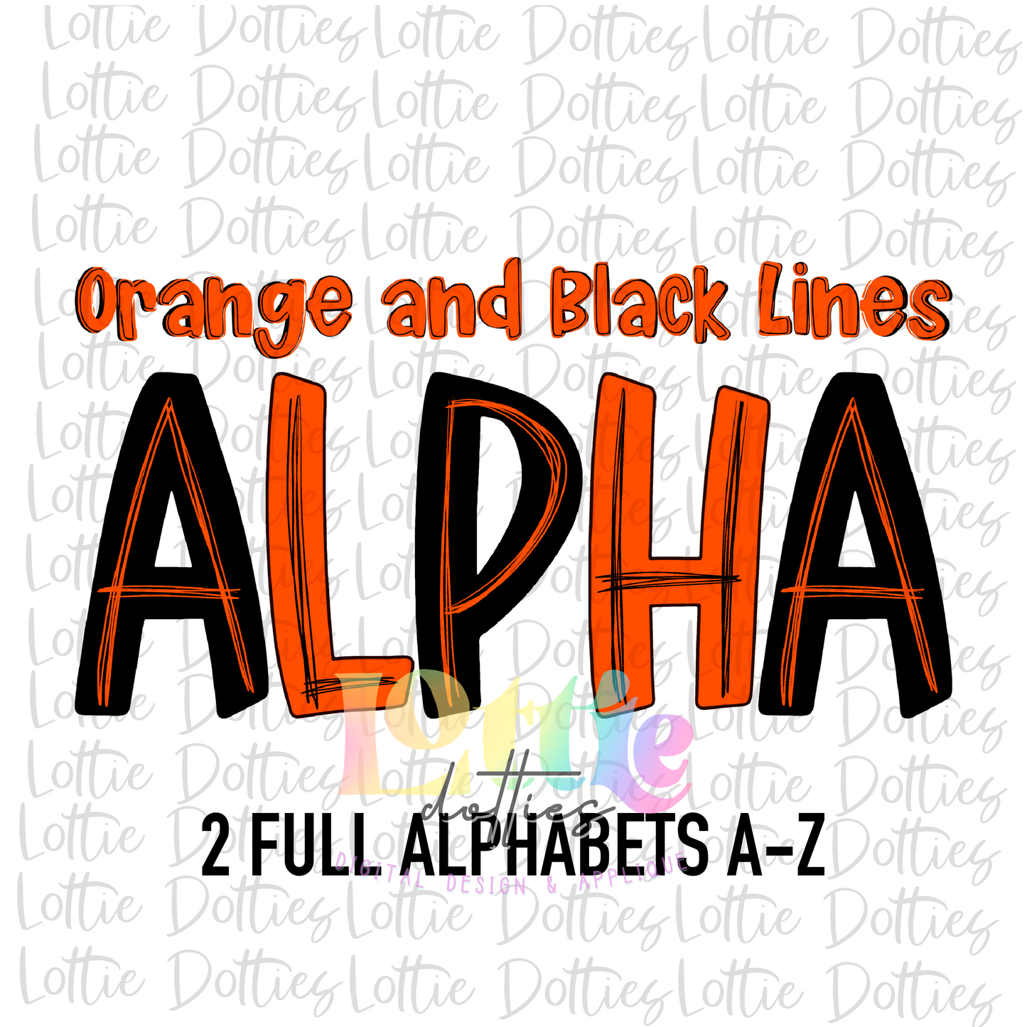 Orange & Black Lines Alpha - Alpha Pack - Alphabet Clipart - Instant Download - Alpha Pack