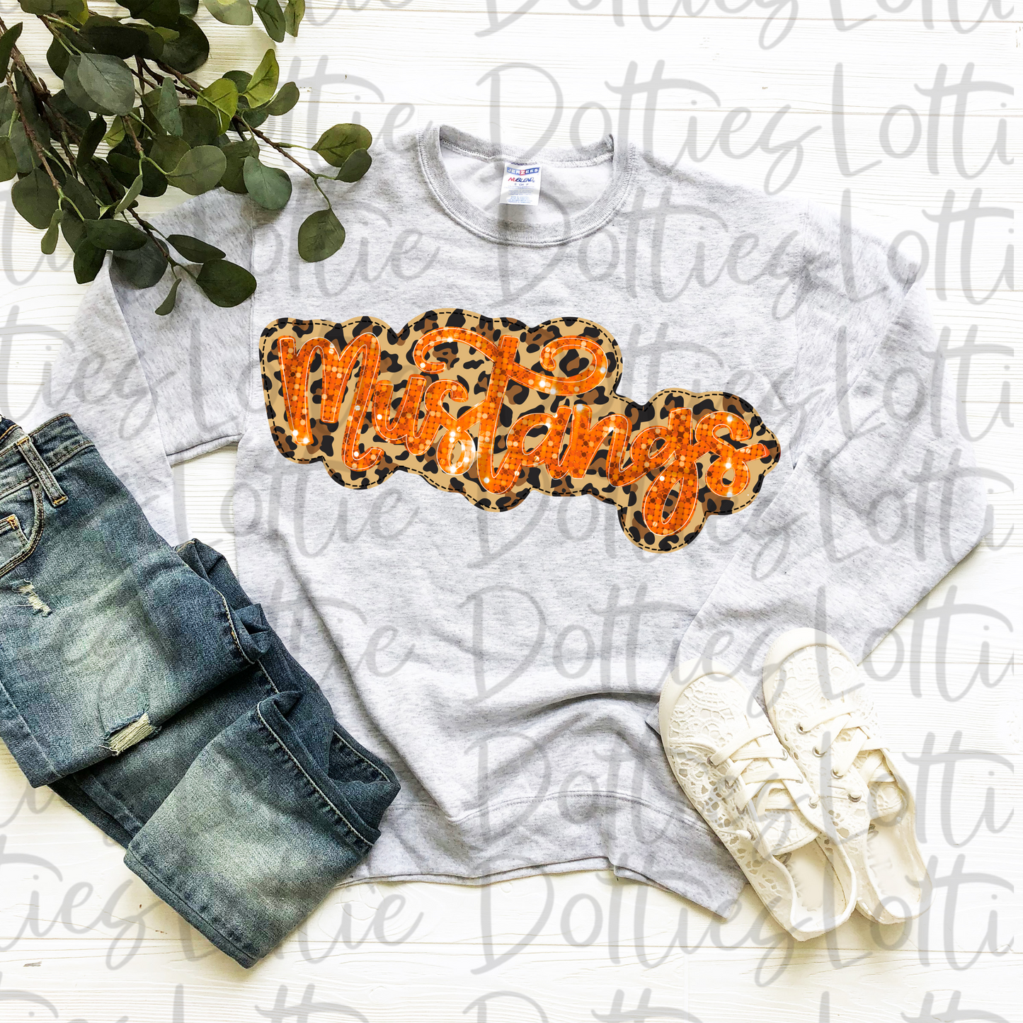 Mustangs PNG - Mustangs sublimation design - Digital Download- Leopard and Orange Rhinestone