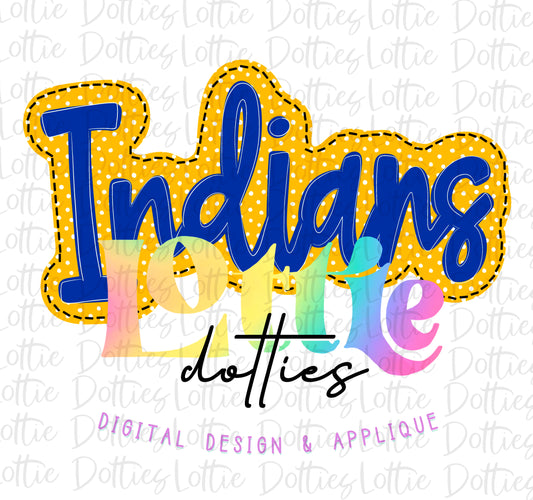 Indians PNG -  Indians sublimation design - Digital Download - Gold and Blue
