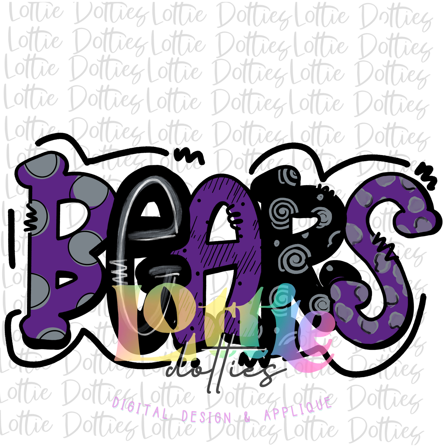 Bears PNG - Bears sublimation design - Digital Download Purple and Black