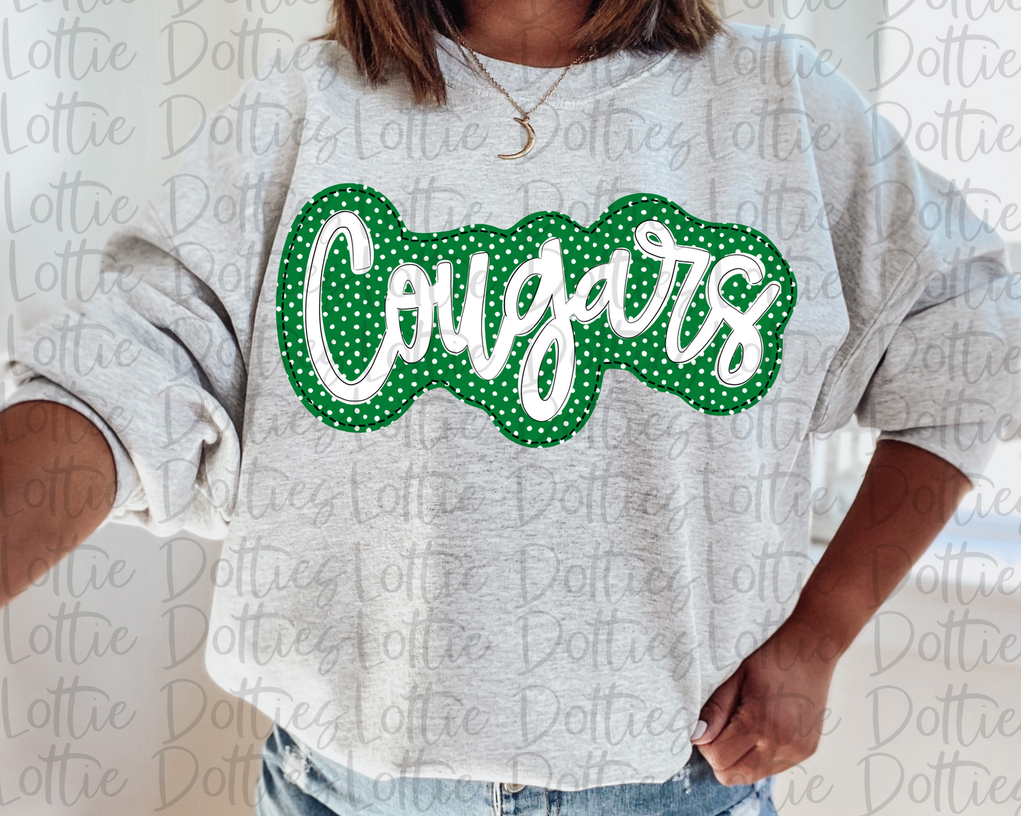 Cougars PNG - green and white sublimation design - Digital Download