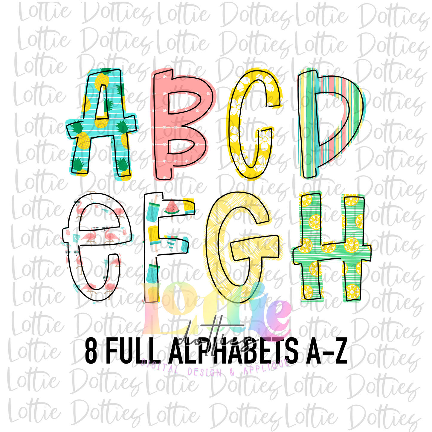 Pineapple Summer Alpha - Alpha Pack - Alphabet Clipart - Instant Download - Alpha Pack