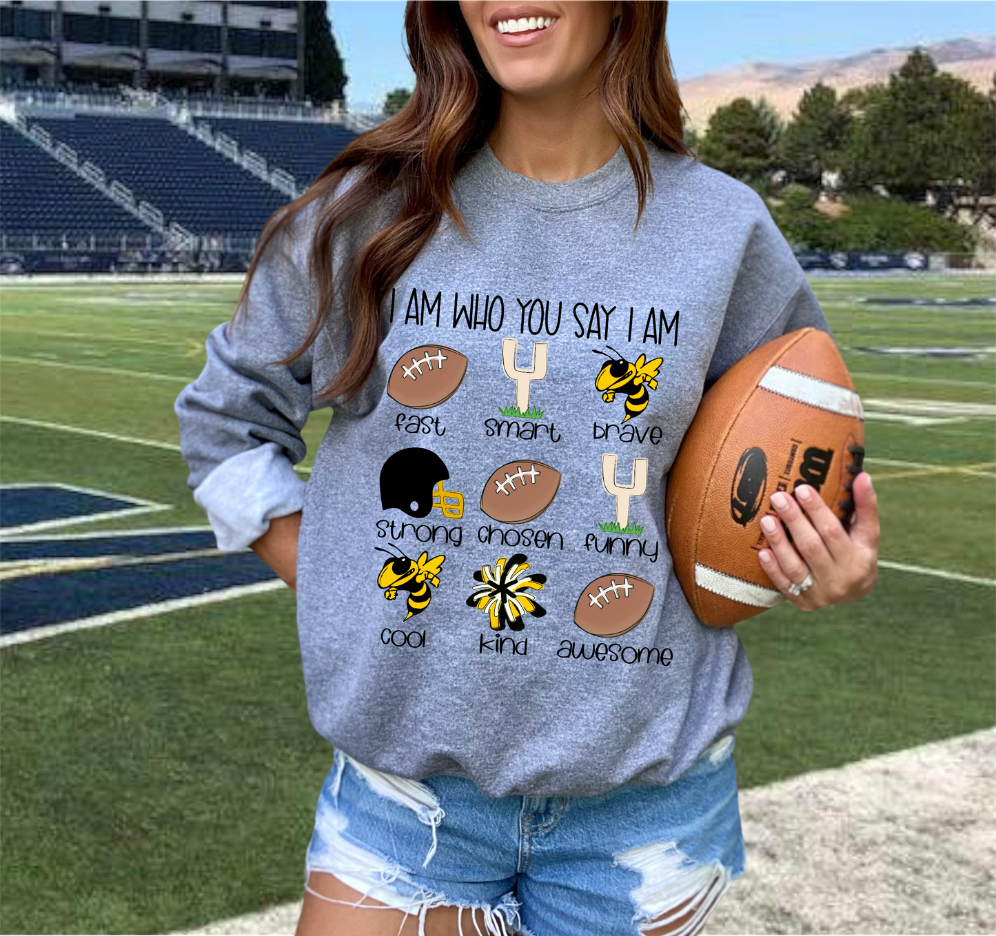I Am Who You Say I Am Yellow Jackets PNG - Sublimation - Digtal Download - Black and Gold
