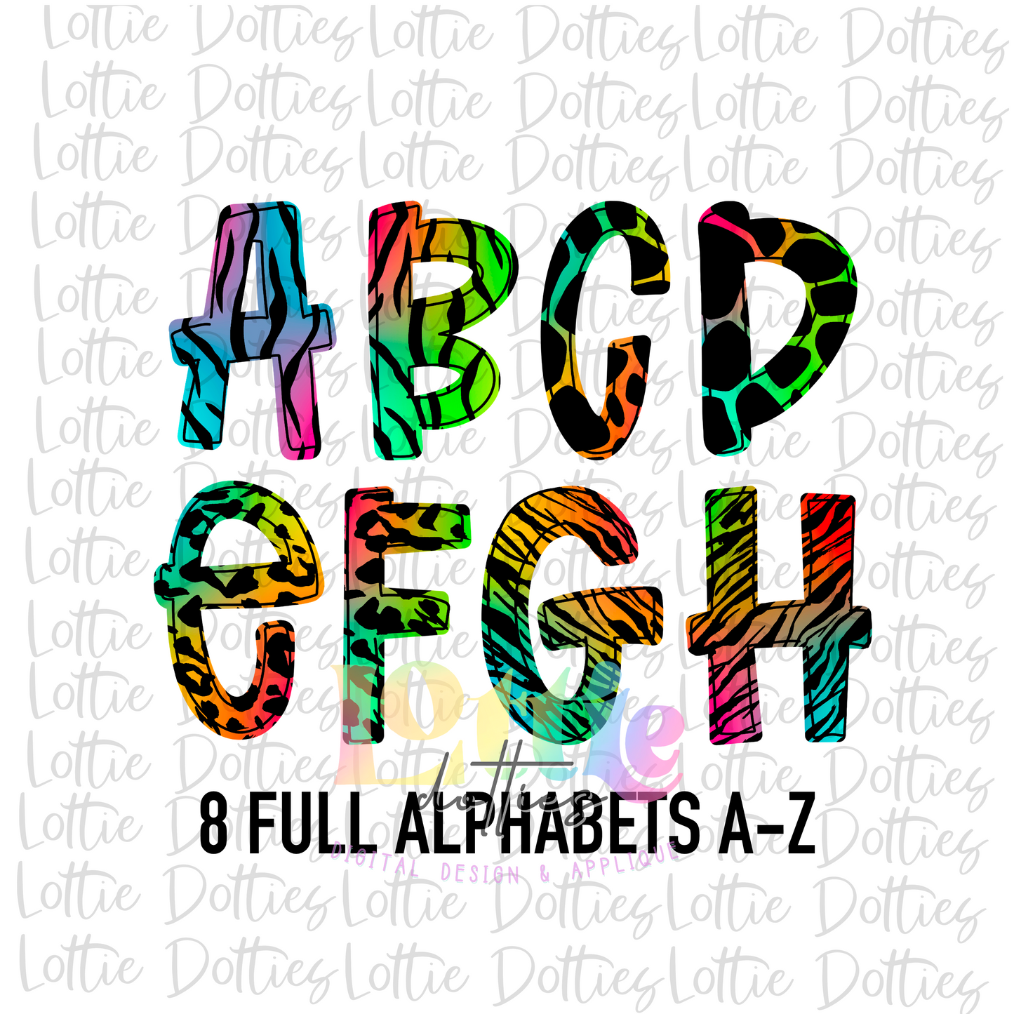 Neon Animal Alpha - Alpha Pack - Alphabet Clipart - Instant Download - Alpha Pack