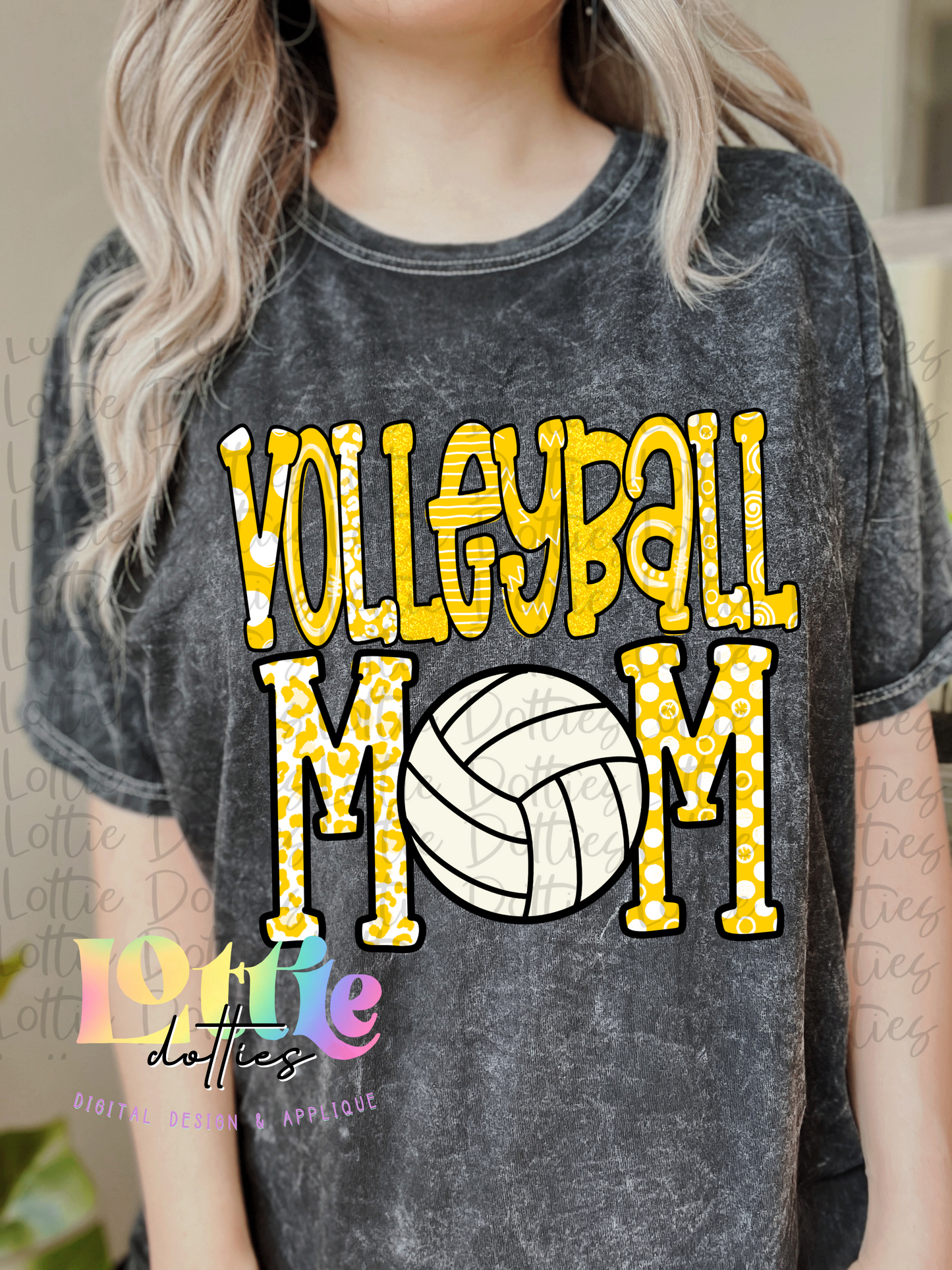 Volleyball Mom PNG - Volleyball Sublimation - Digital Download -Yellow and White