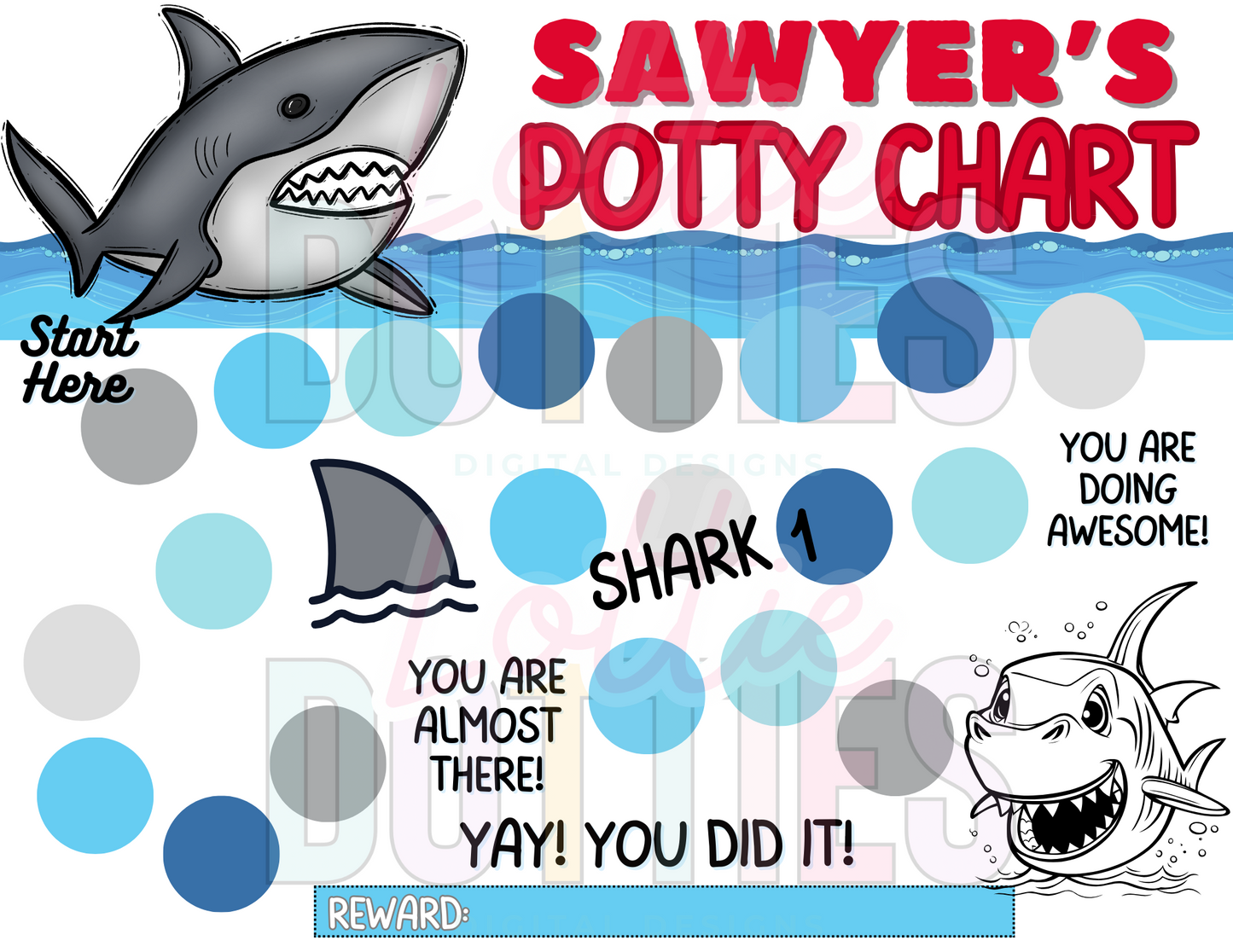 Shark Potty Chart Template - Shark 1