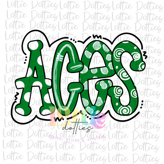 Aces PNG - Aces sublimation design - Digital Download - Green and White