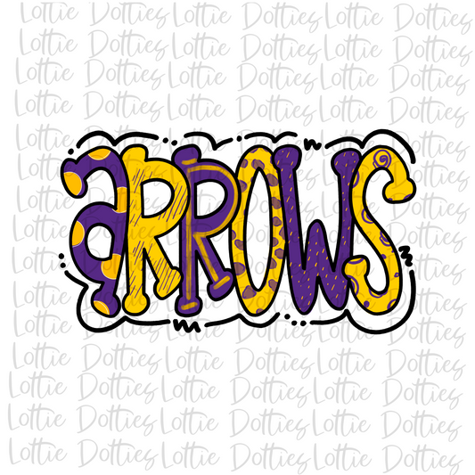 Arrows PNG - Arrows -  Sublimation Design - Digital Download - Purple and Yellow