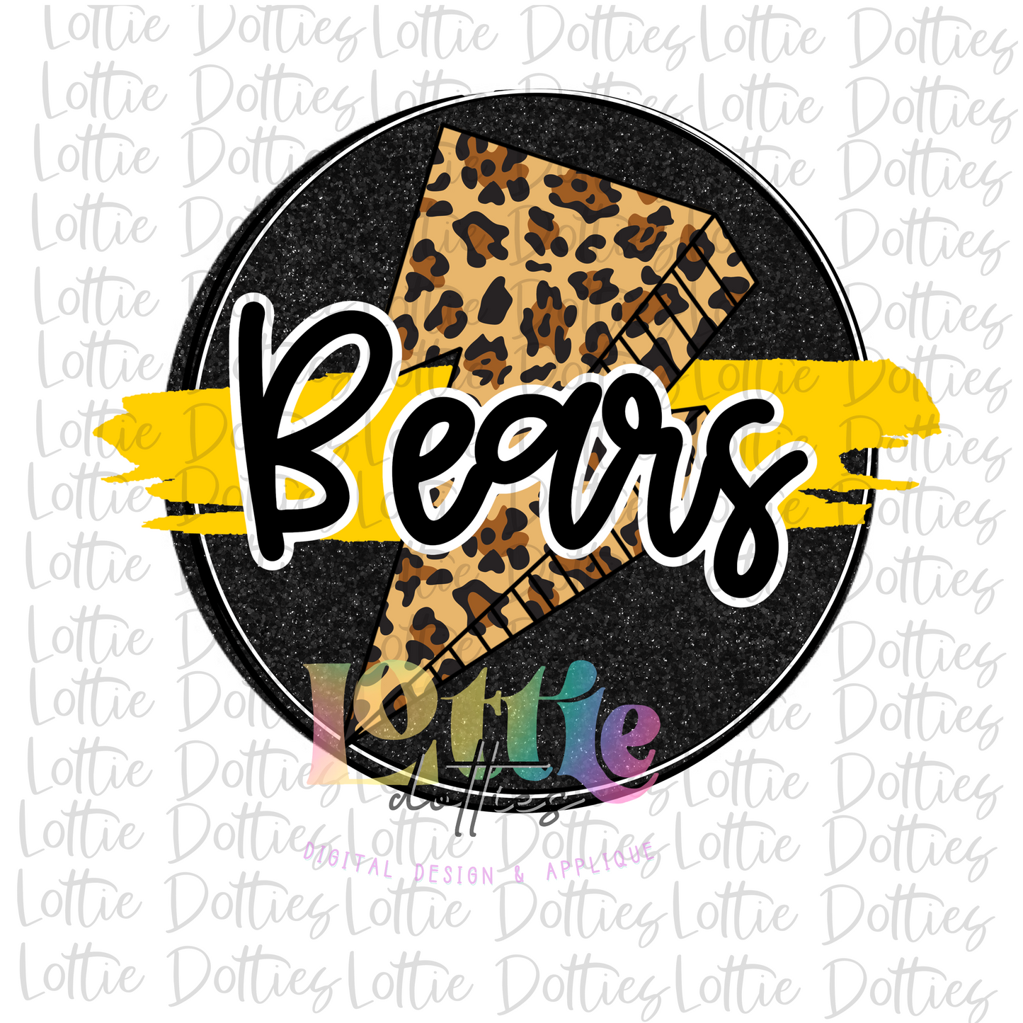 Bears PNG - Bears Circle Sublimation Design - Digital Download - Black and Gold