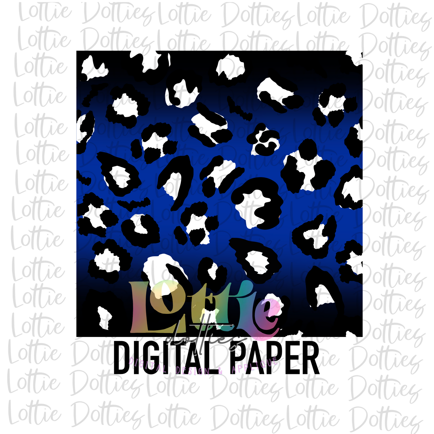 Blue and Black Leopard Ombre Digital Paper - Digital Paper - Instant Download - Digital Download -