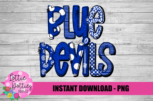 Blue Devils Png - Blue Devils Sublimation Design - Digital Download - Blue and White
