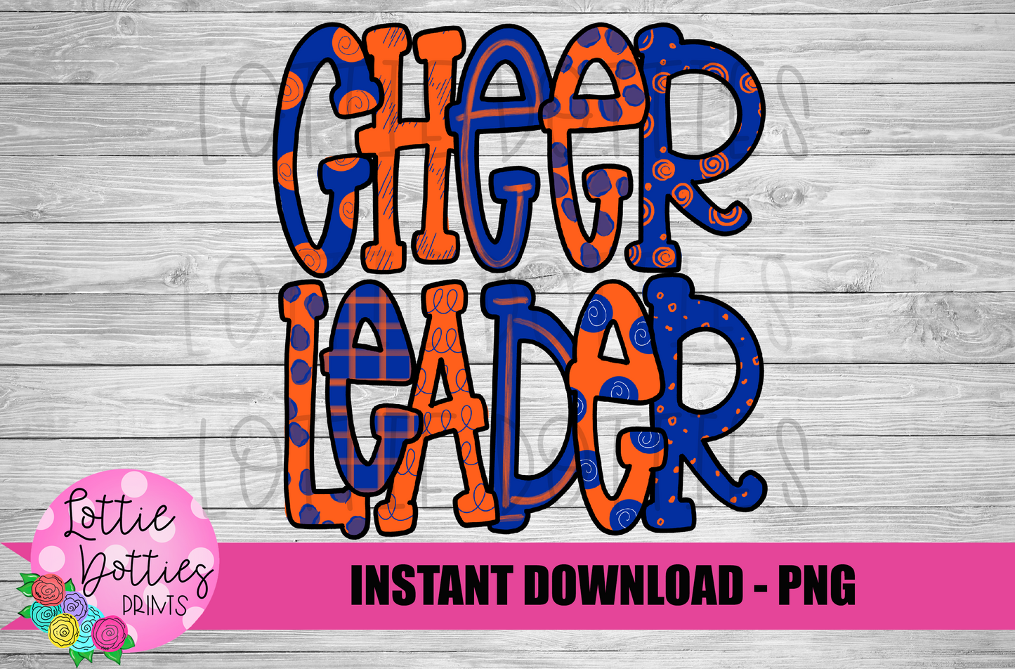 Cheerleader Png - Cheerleader Sublimation File- Orange and Blue - Instant download - Digital Download