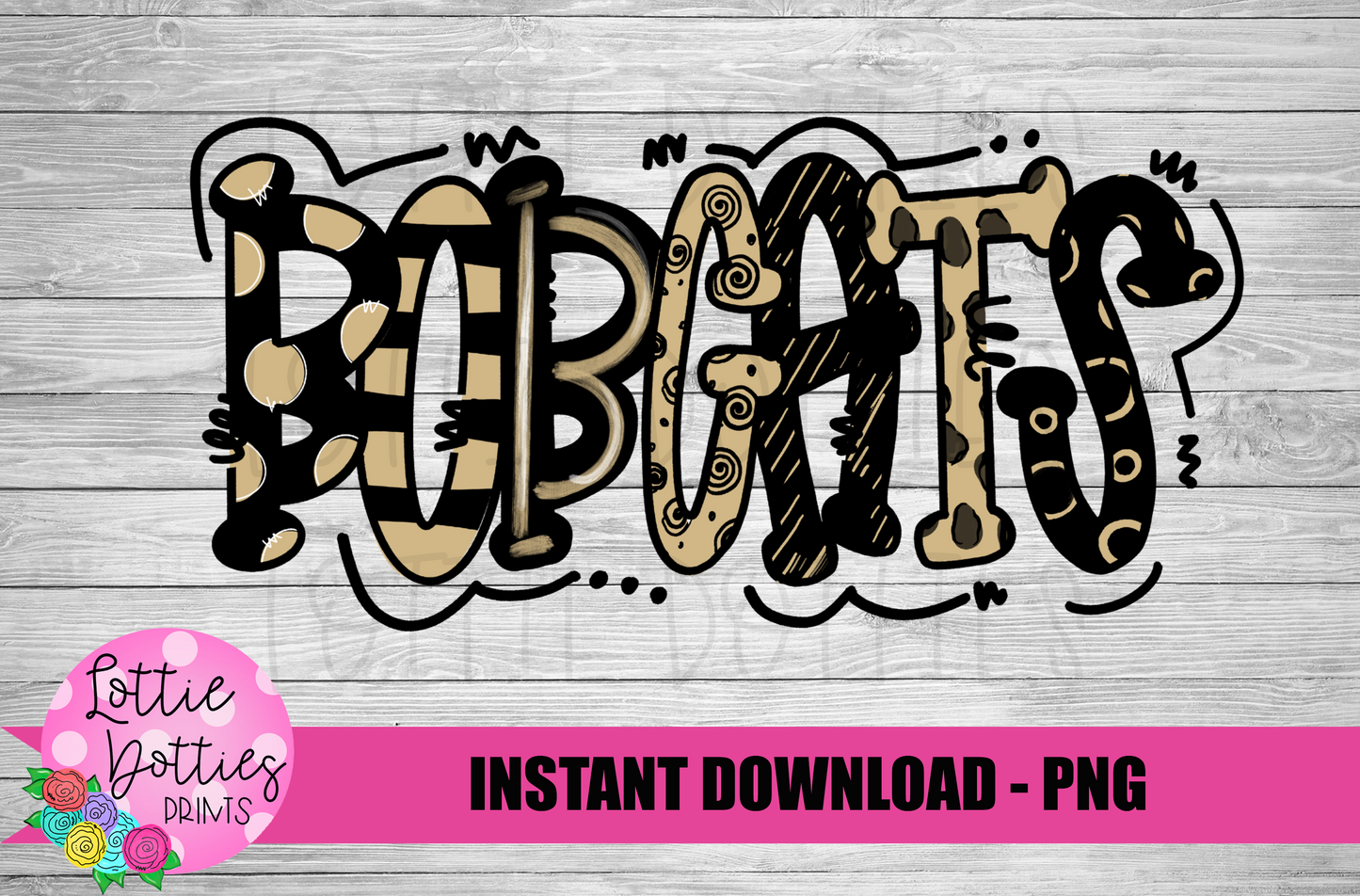 Bobcats PNG - Bobcats sublimation design - Digital Download - Black and Vegas Gold