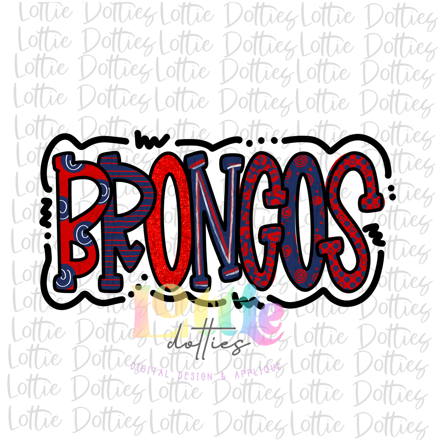 Broncos - PNG - Sublimation Design - Red and Navy - Digital Download