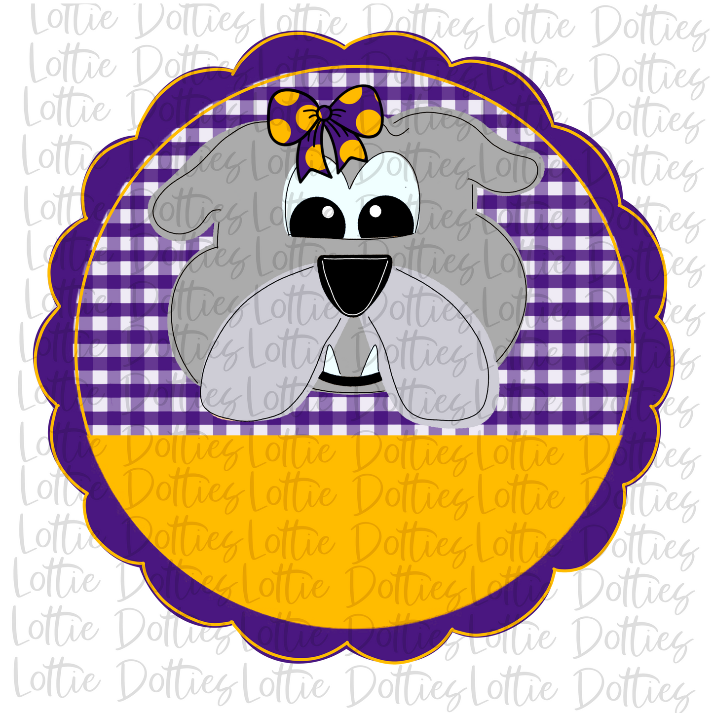 Bulldog Scallop - Png - Purple and Gold - Sublimation Design- Digital Download