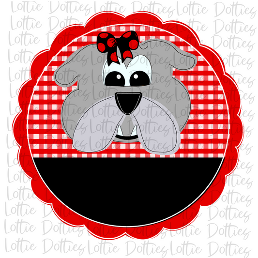 Bulldog Scallop - Png - Red and Black - Sublimation Design- Digital Download