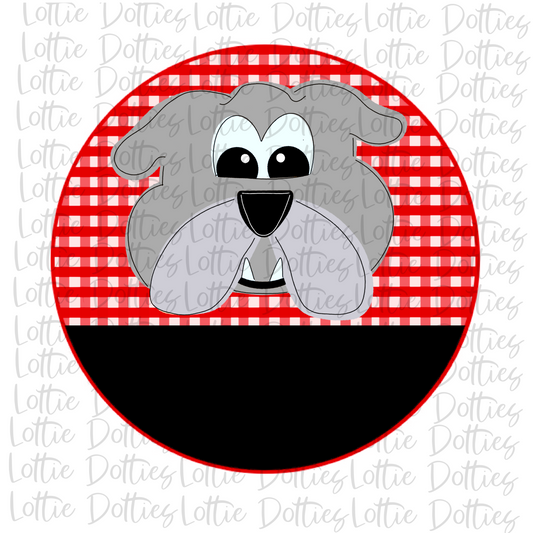Bulldog Circle Png - Red and Black - Sublimation Design- Digital Download