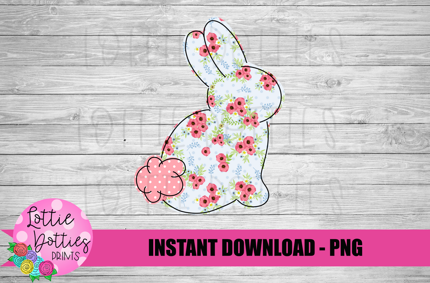 Bunny Floral PNG - Easter Sublimation - Digital Download