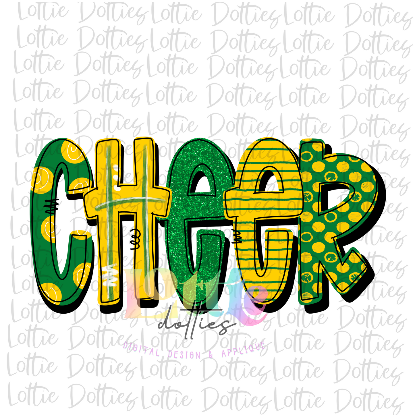 Cheer PNG - Cheerleader Sublimation File - Green and Yellow - Instant download - Digital Download