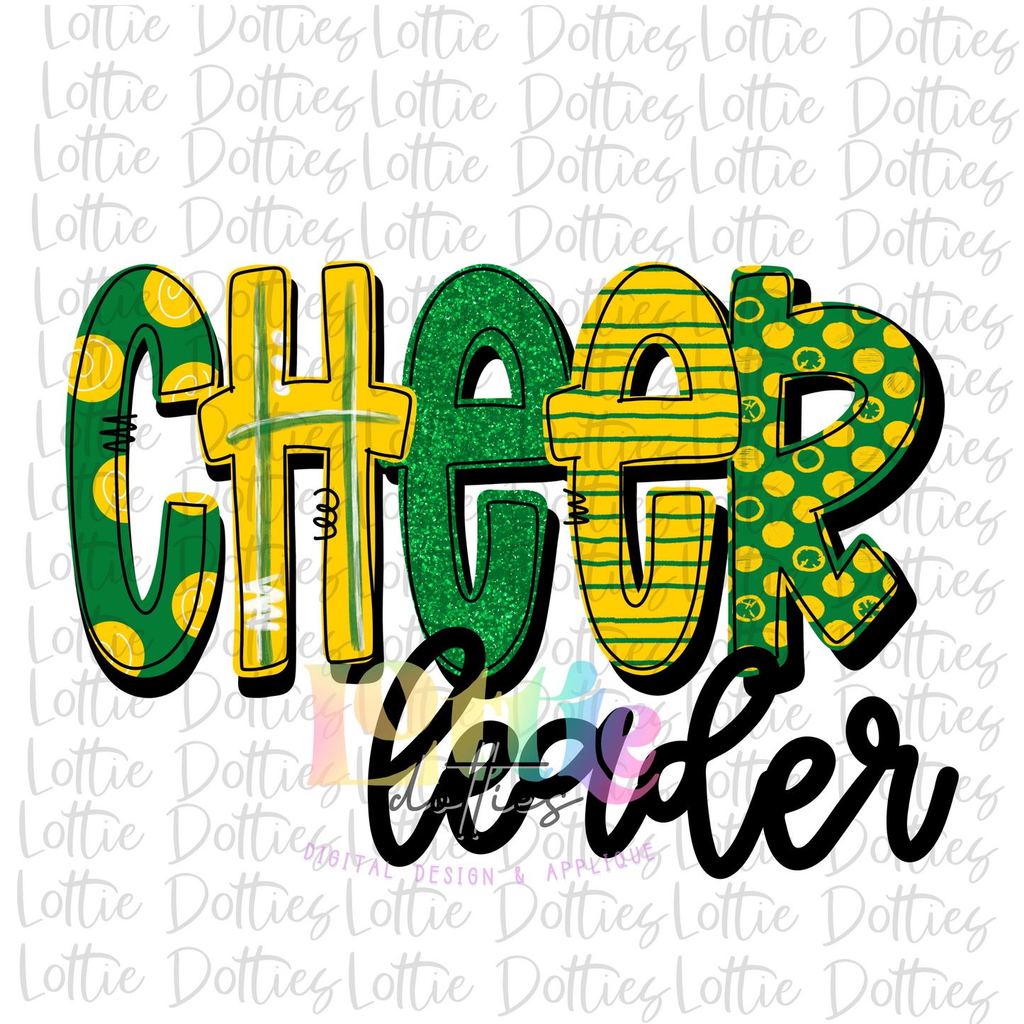 Cheer leader Png - Cheerleader Sublimation File - Green and Yellow - Instant download - Digital Download