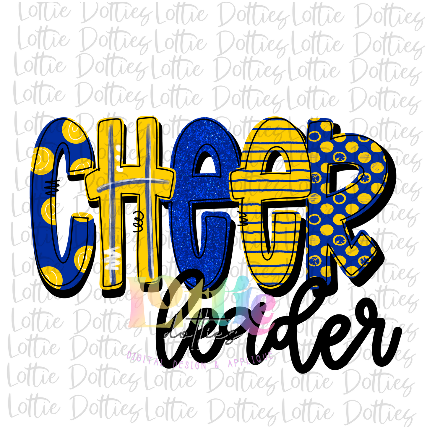 Cheer Leader Png - Cheerleader Sublimation File -Royal and Yellow - Instant download - Digital Download