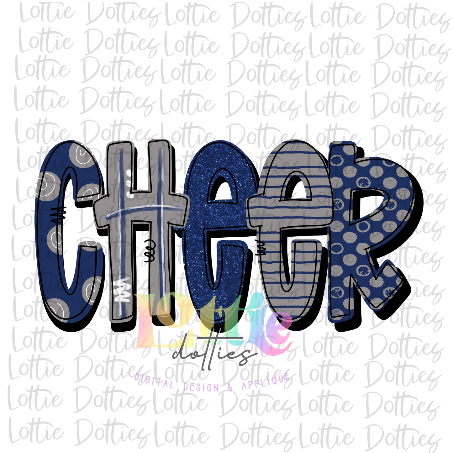 Cheer PNG - Cheerleader Sublimation File - Navy and Gray - Instant download - Digital Download
