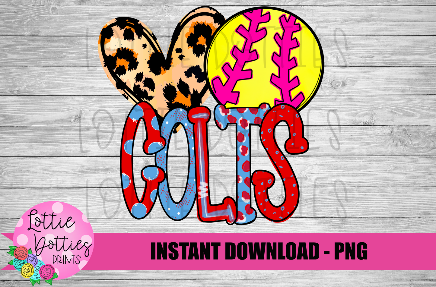 Love Colts Softball PNG - Softball Sublimation Design