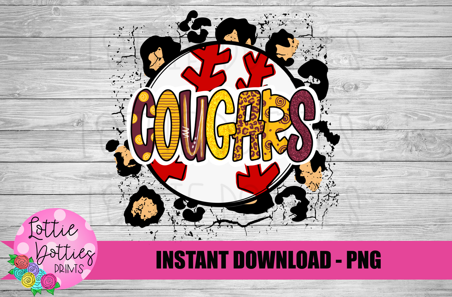 Cougars Baseball Png - Sublimation Design - Cougars Sublimation- Digital Download
