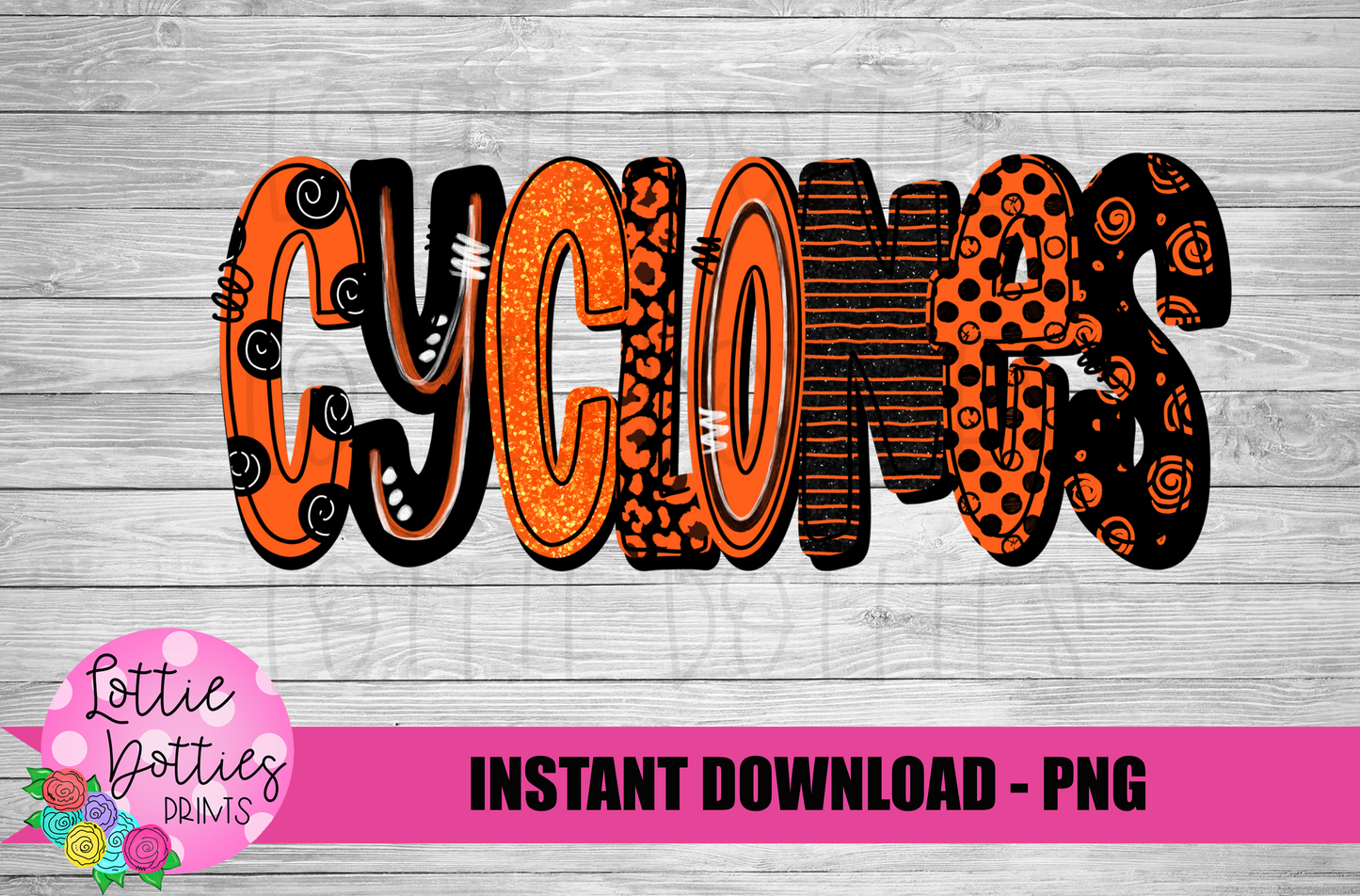 Cyclones PNG - Sublimation - Mascot Design - Orange and Black