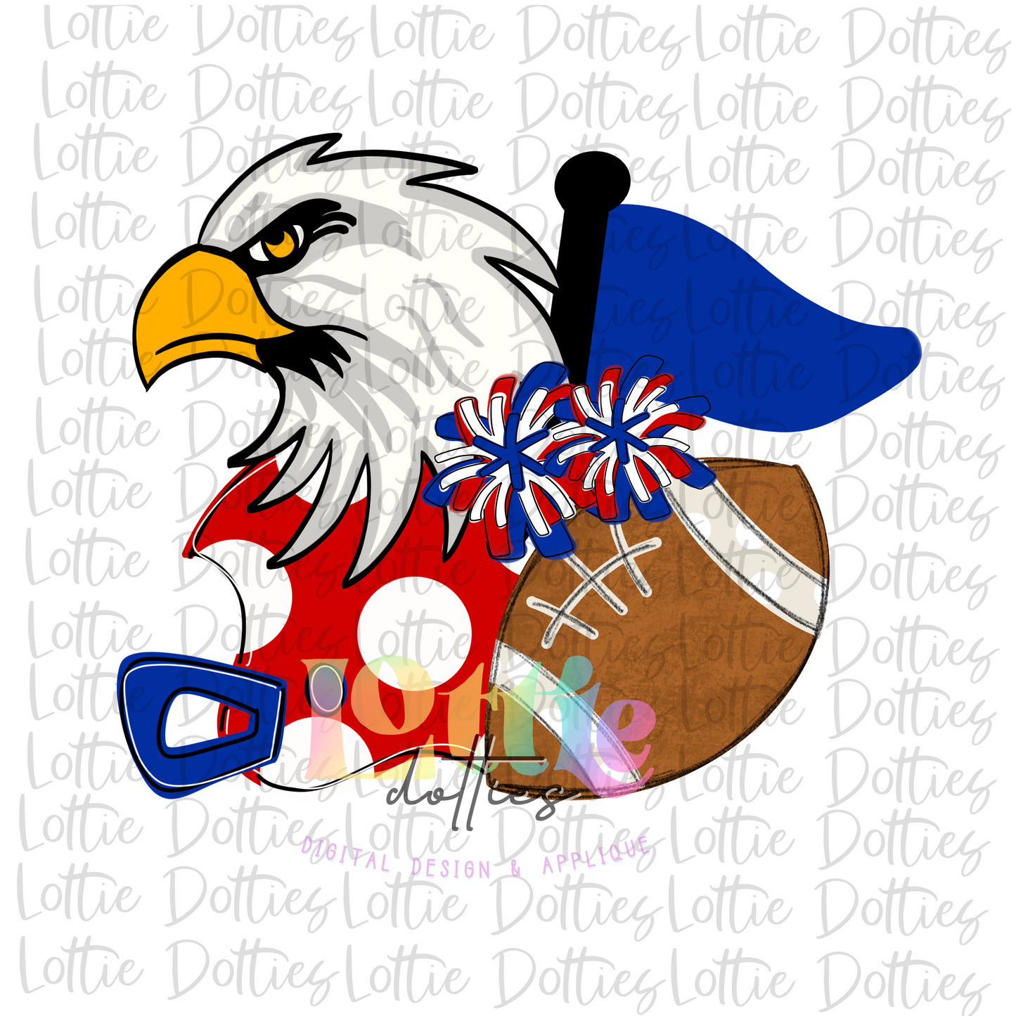Eagle Png - Eagle Spirit Stack Design - Red and Blue - School Spirit Design - Digital Download