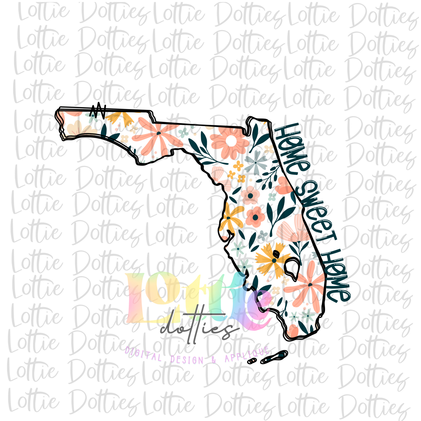 Florida Png - Florida Home Sweet Home Sublimation Design - Digital Download - Floral