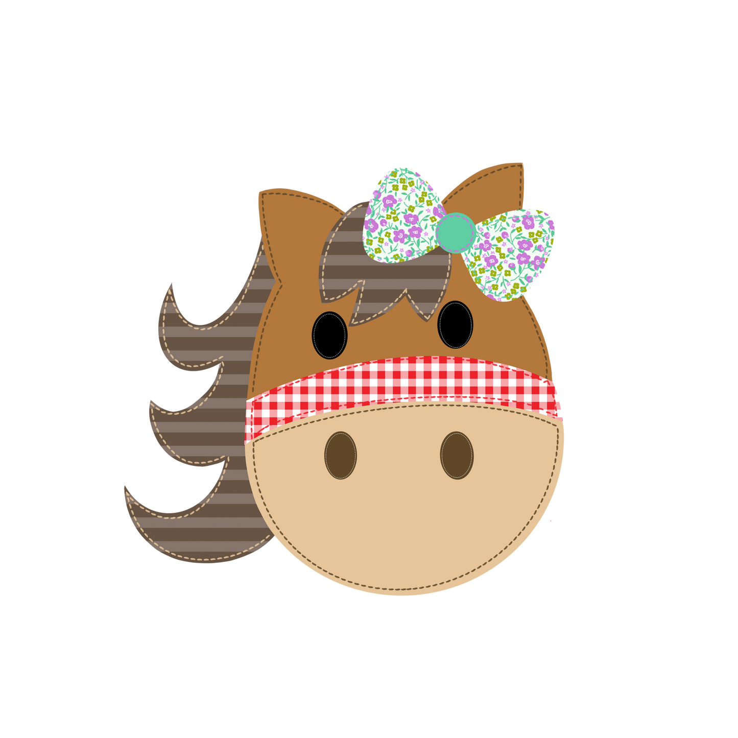 Faux Applique Girl Horse Png