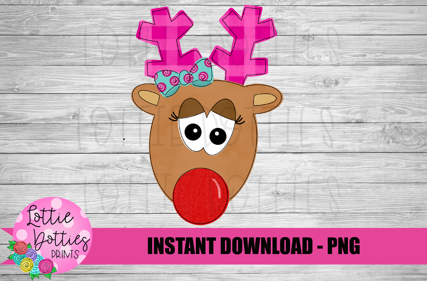 Girl Rudolph Png - Christmas Sublimation Design- Digital Download