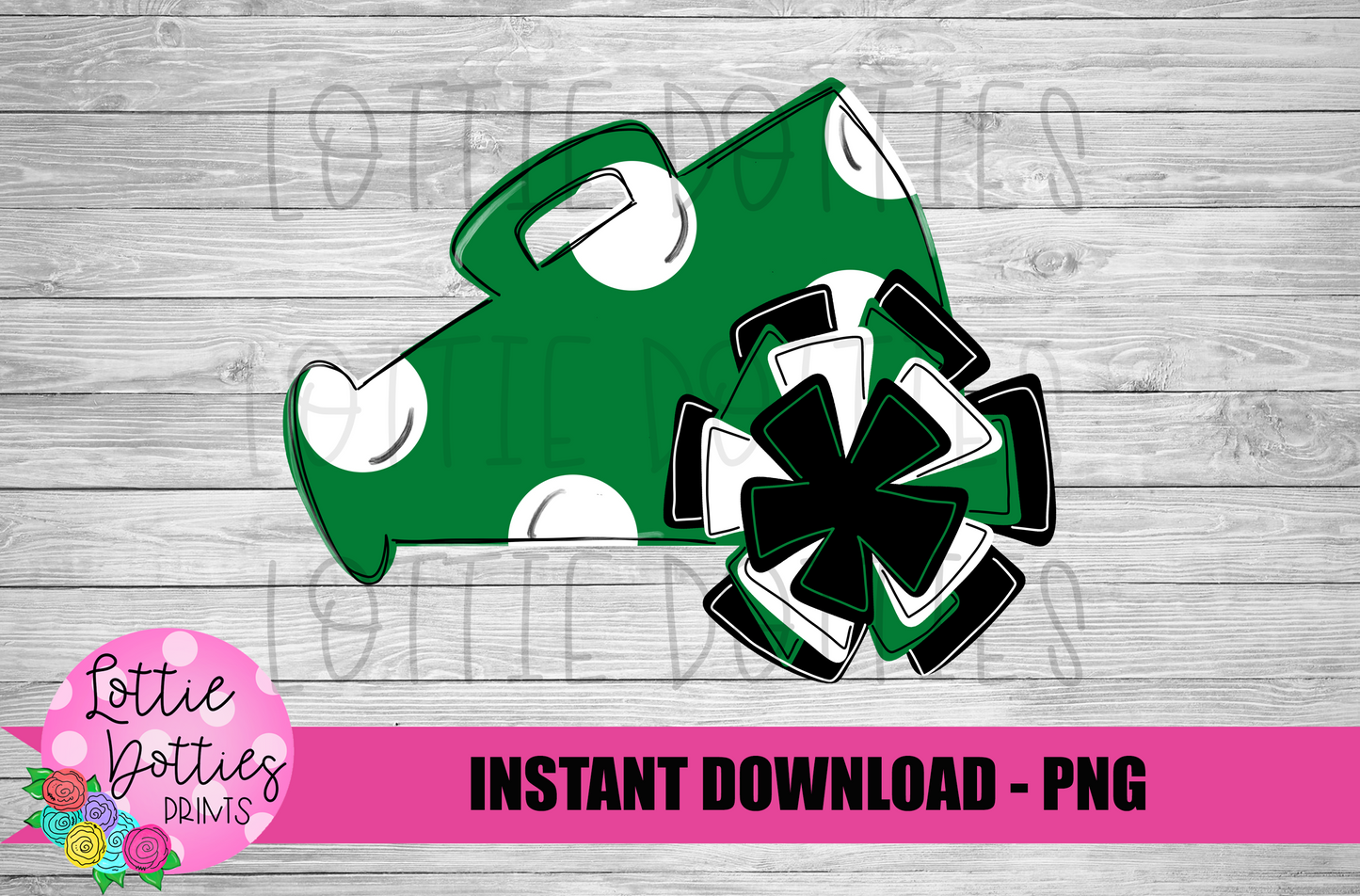Megaphone PNG - Cheer Design - Green and Black Megaphone Sublimation