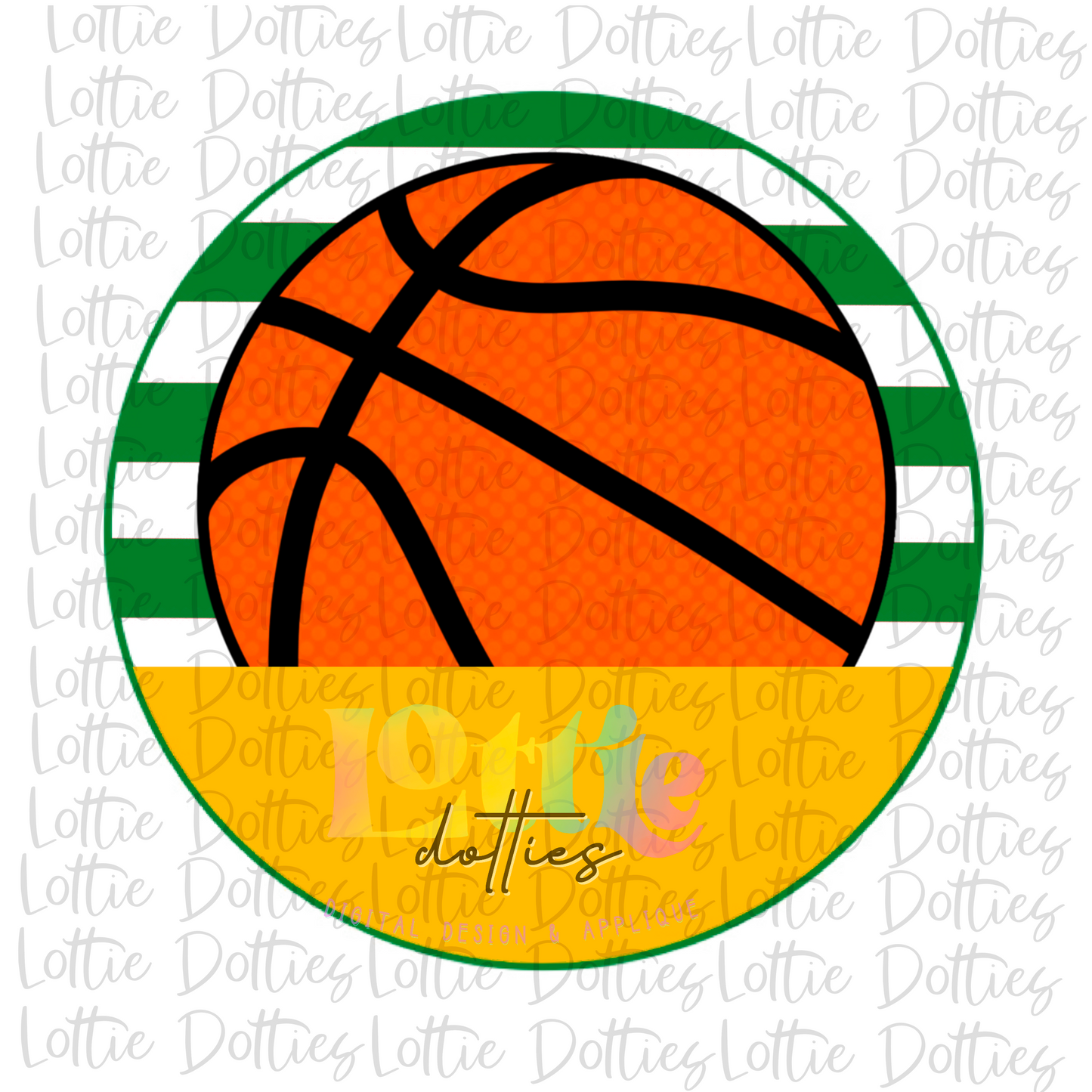 Basketball Circle - PNG - Basketball - Digital Download - Green and Gold