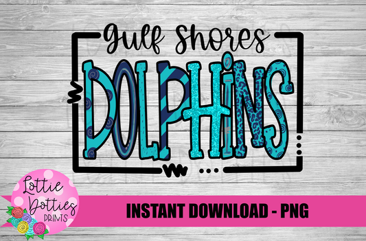 Gulf Shores Dolphins PNG - Dolphins  - Sublimation - Digital Download
