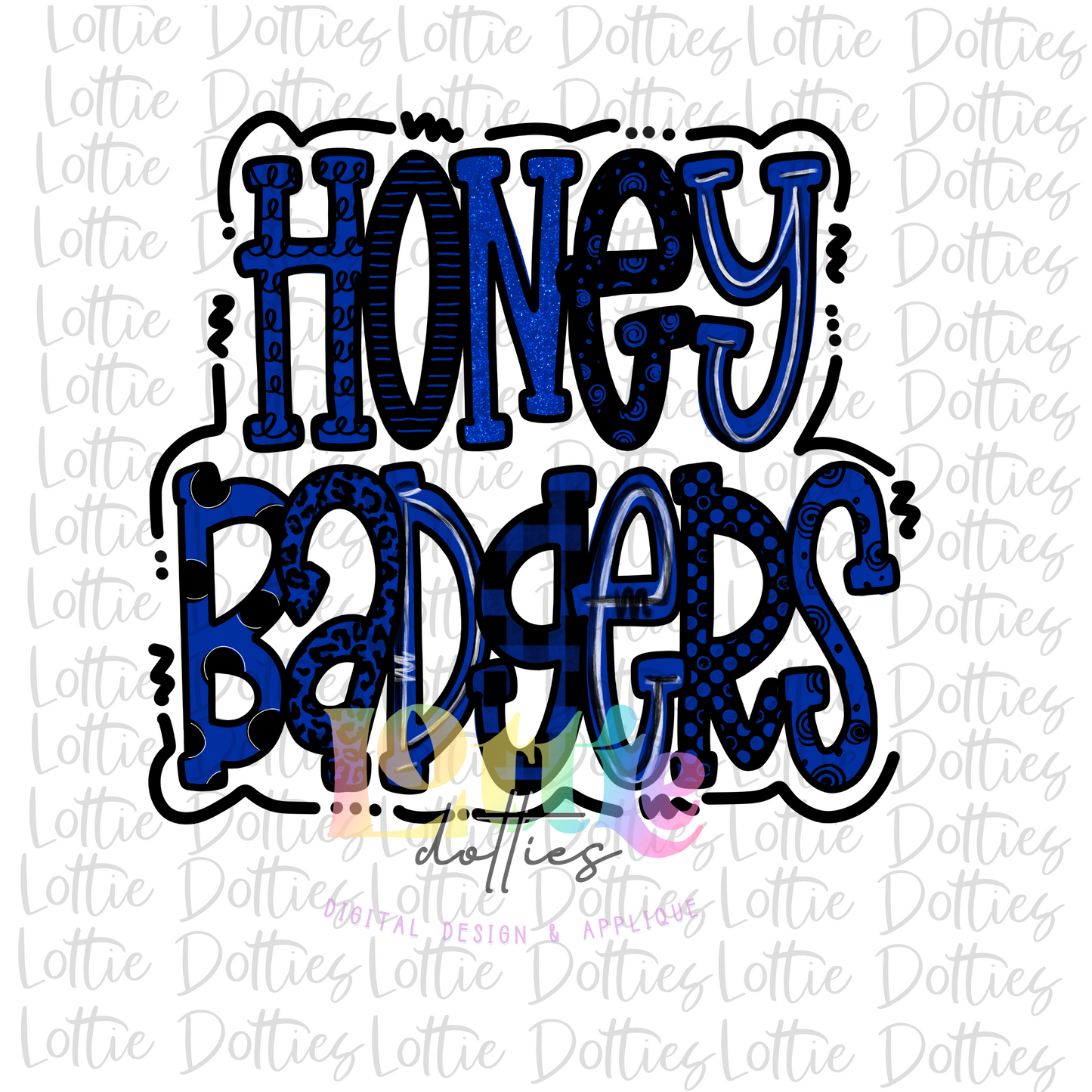 Honey Badgers PNG - Honey Badgers Sublimation design - Blue and Black - Digital Download