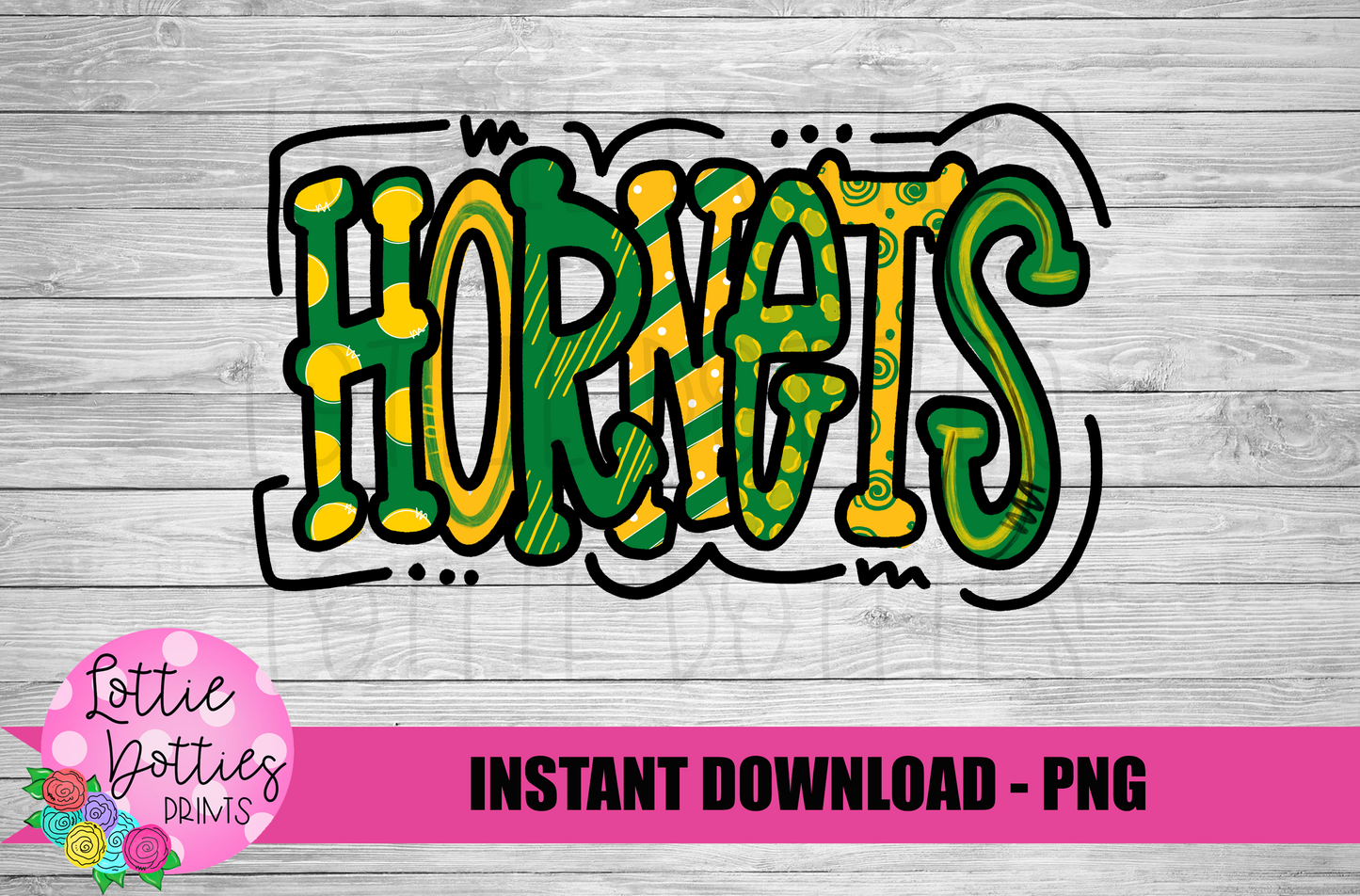 Hornets PNG - Hornets - Sublimation Design - Green and Yellow - Digital Download