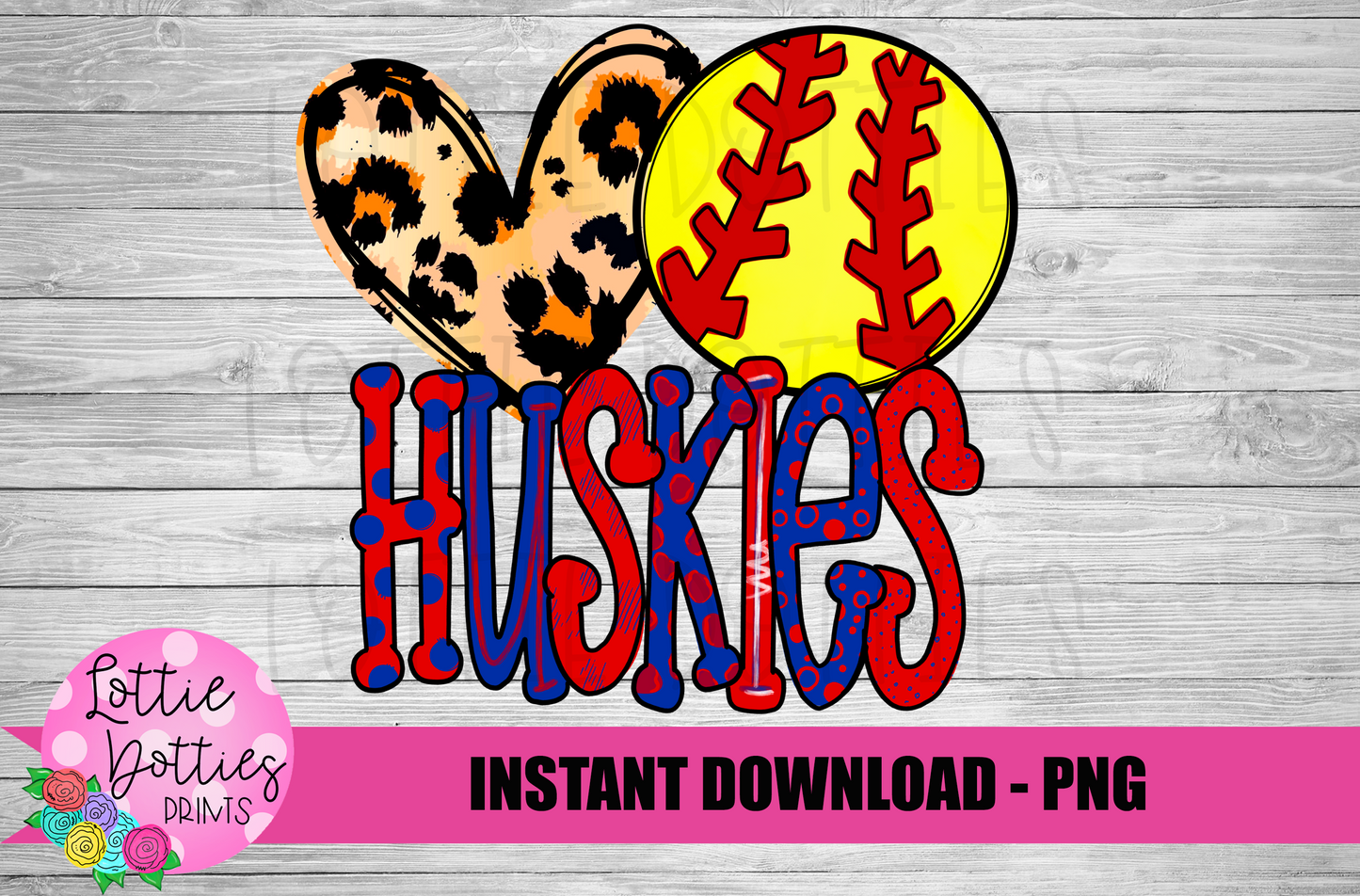 Peace Love Softball PNG - Huskies Softball Sublimation Design