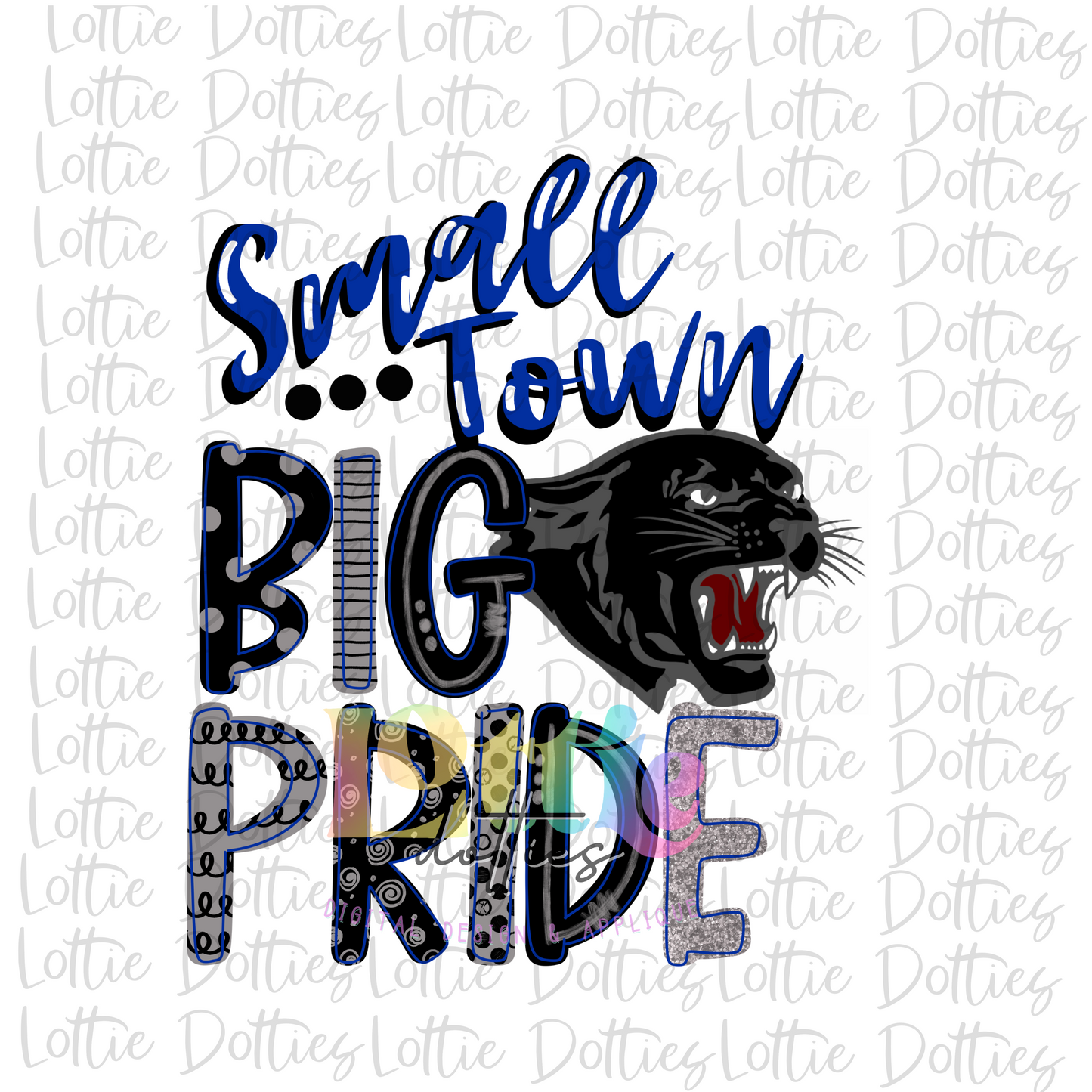 Small Town Big Pride - PNG - Cougars - Sublimation - Digital Download - Royal and Black