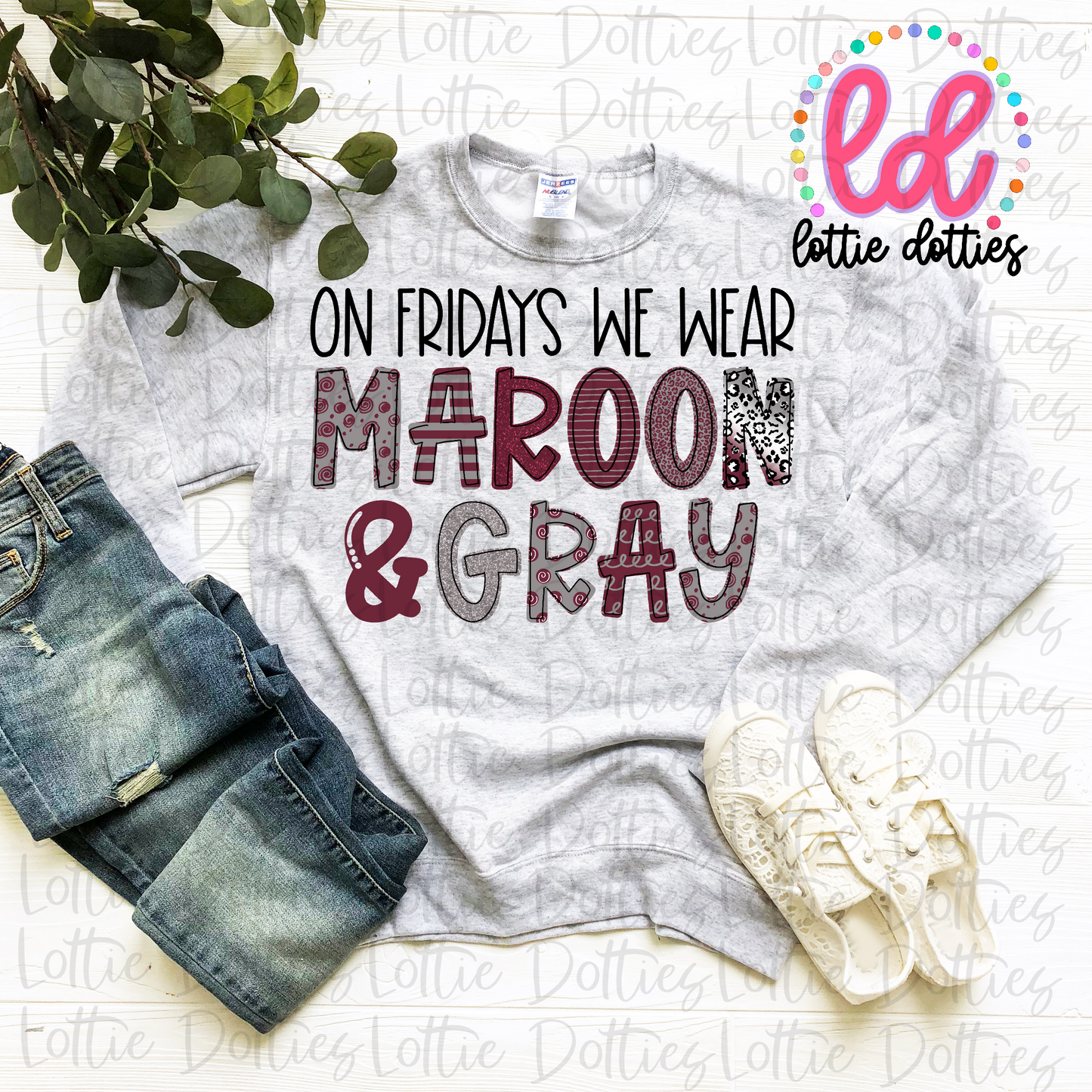 On Fridays We Wear Maroon and Gray PNG - Maroon and Gray - Sublimation - Digital Download