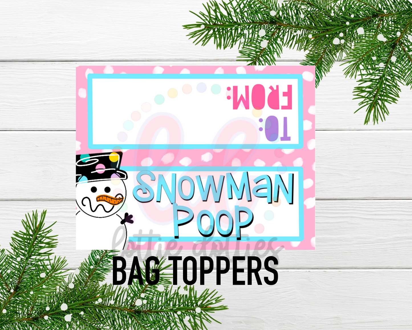 Snowman Poop Toppers PNG - Bag Toppers - Sublimation - Digital Download
