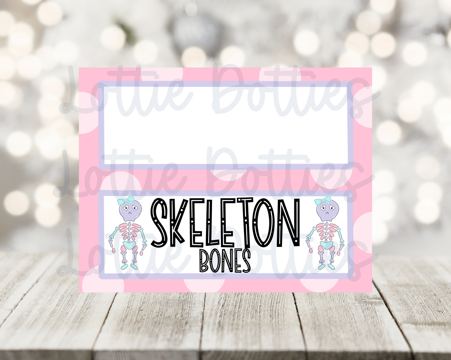Skeleton Bones Girls Blank PNG - Bag Toppers - Sublimation - Digital Download