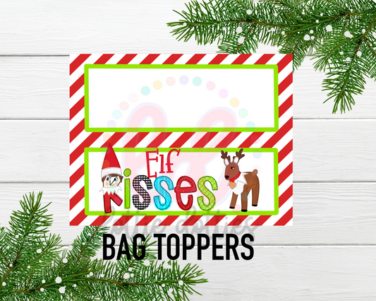 Elf Kisses - PNG - Elf Kisses Bag Topper - Boy Elf - Sublimation - Digital Download