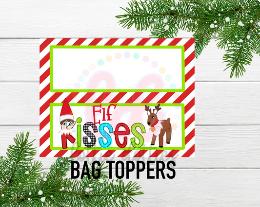 Elf Kisses - PNG - Elf Kisses Bag Topper - Boy Elf - Sublimation - Digital Download