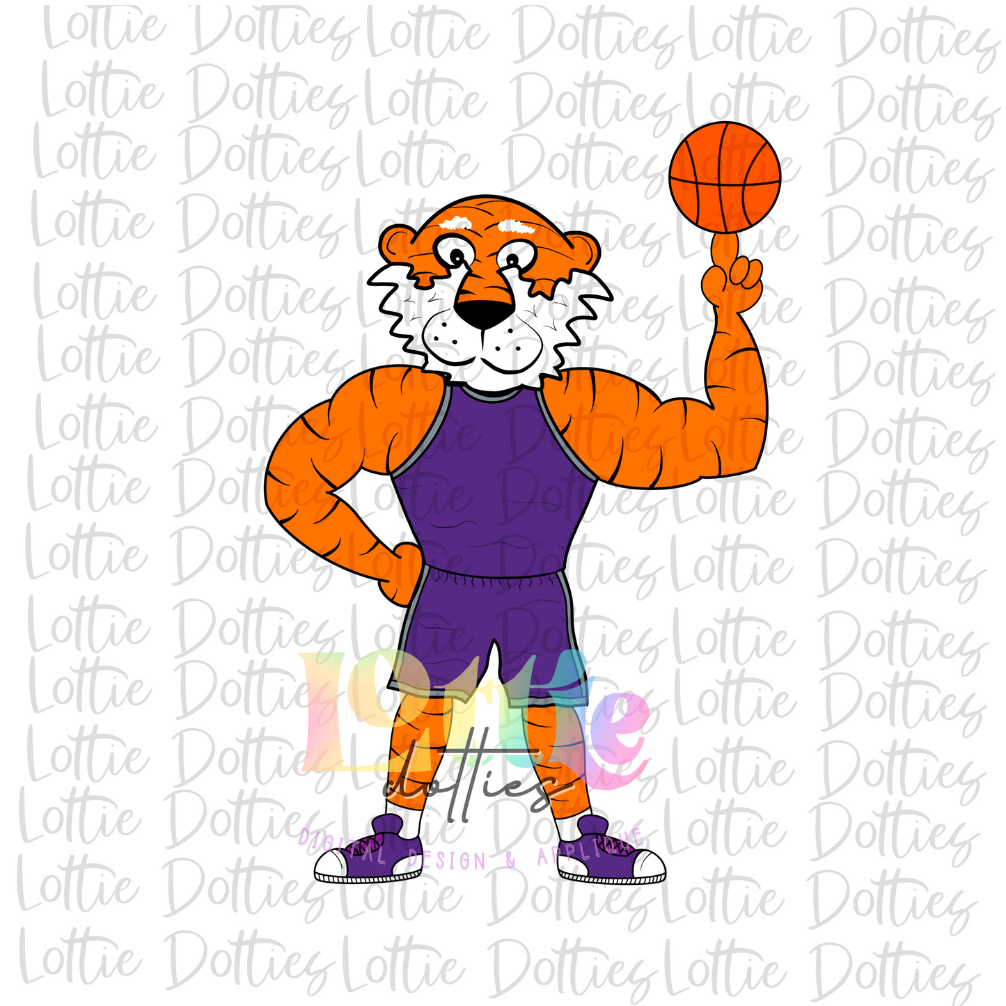 Tiger Basketball Mascot - PNG - Basketball Sublimation - Purple - Digital Download