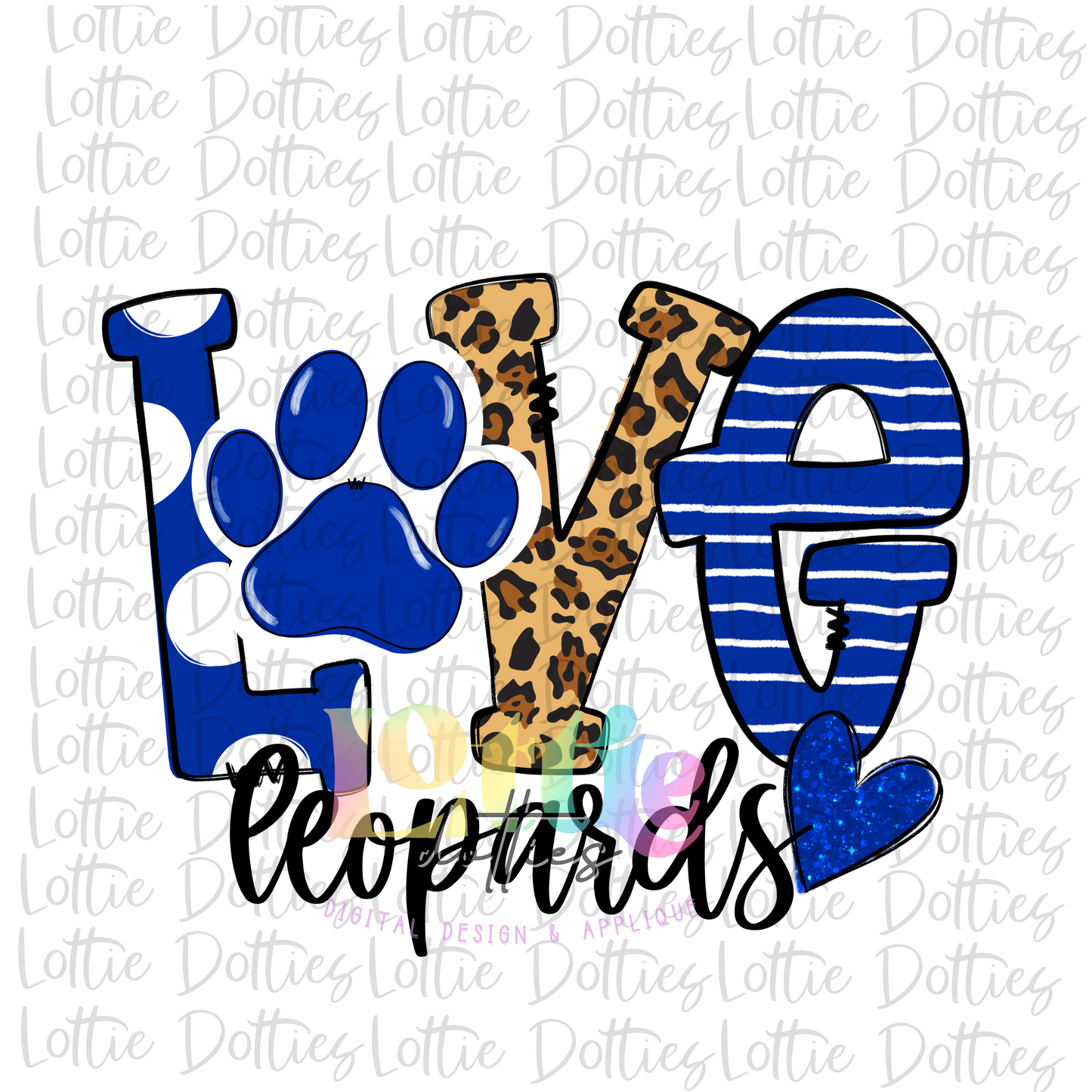 Love Leopard Paw PNG - Leopard Paw Sublimation - Digital Download - Royal