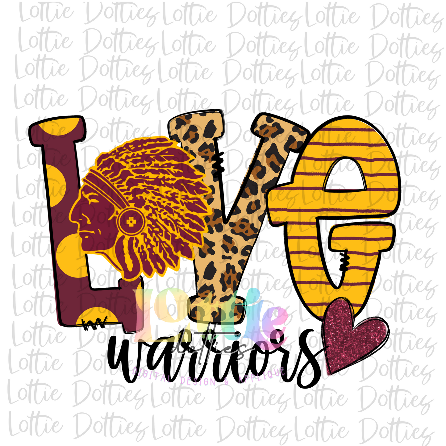 Love Warriors Png - Warriors Sublimation- Digital Download - Maroon and Gold