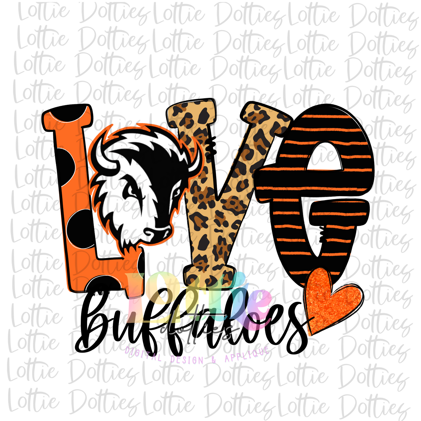Love Buffaloes PNG - Buffaloes Sublimation - Digital Download -Orange and Black